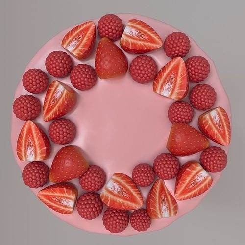 Cake with berries 3D model 2