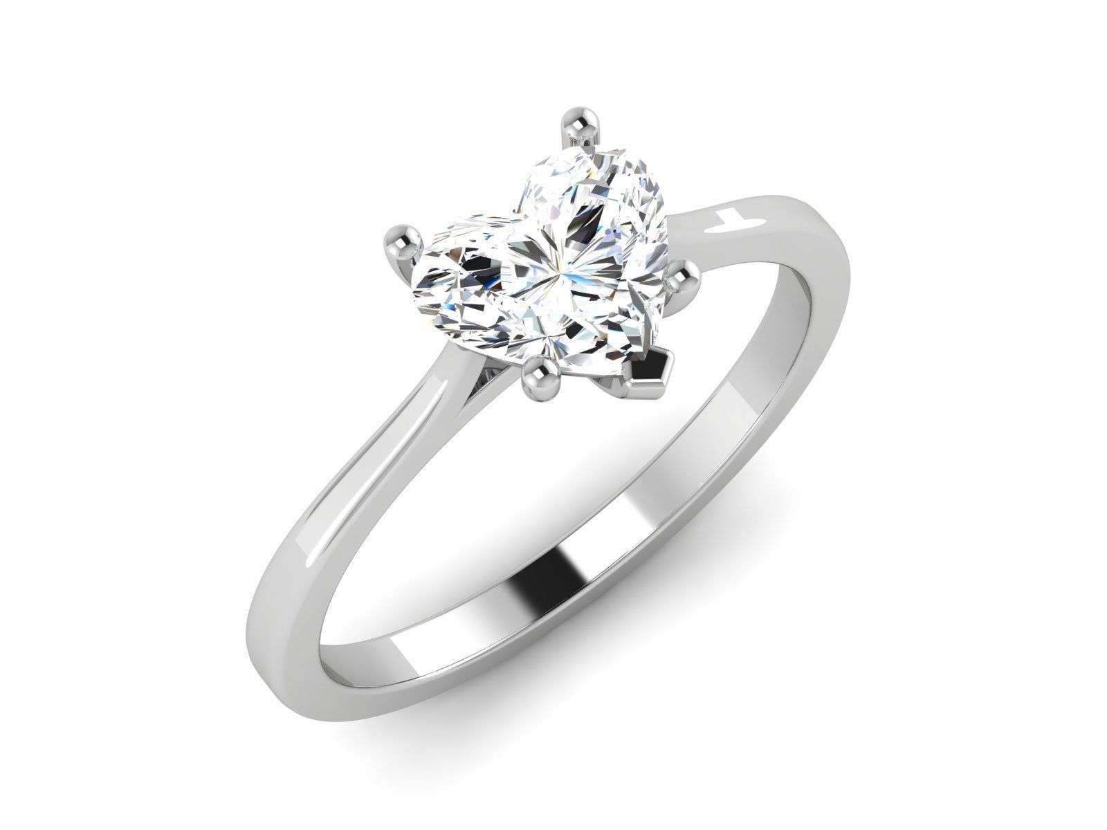 Solitaire Wedding Engagement Ring Heart Stone Ring 3D print model_2