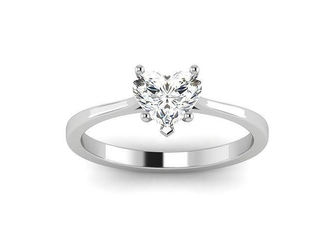 Solitaire Wedding Engagement Ring Heart Stone Ring 3D print model