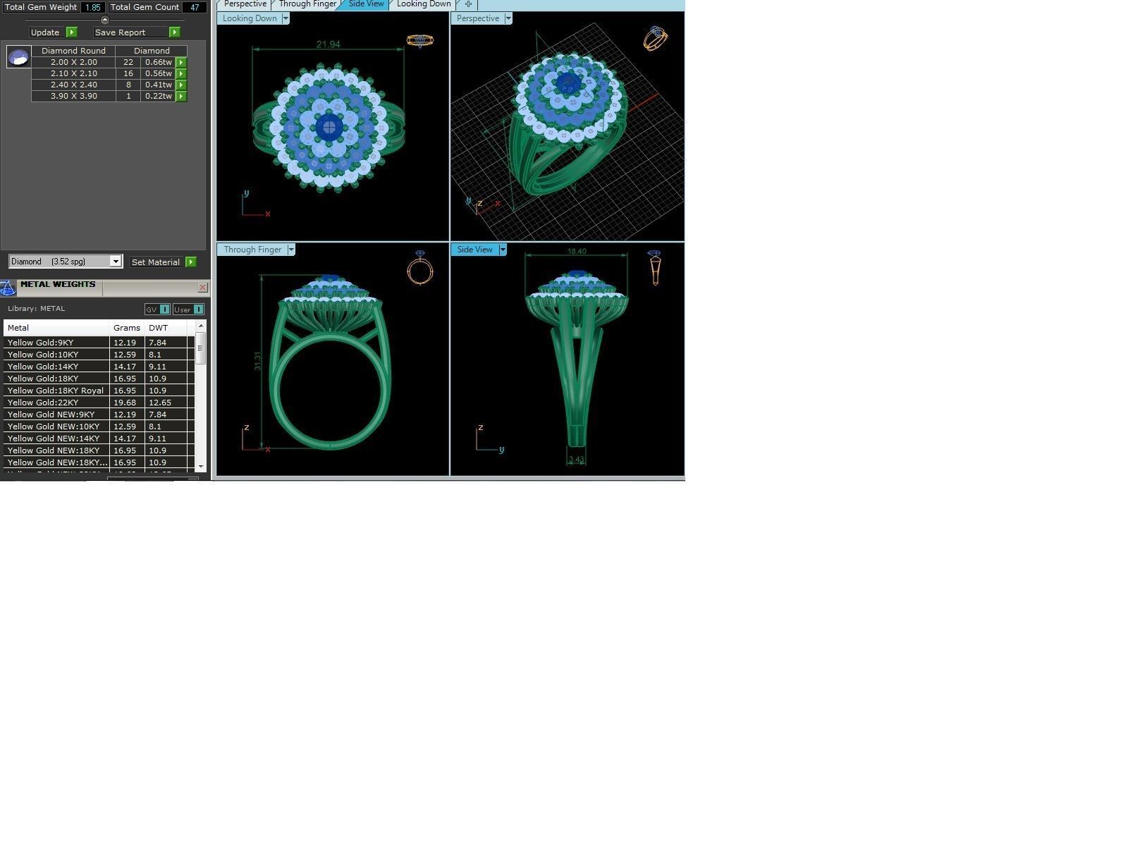 Solitaire Wedding Engagement Ring Double Halo Flower Ring 3D print model_5