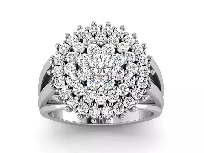 Solitaire Wedding Engagement Ring Double Halo Flower Ring