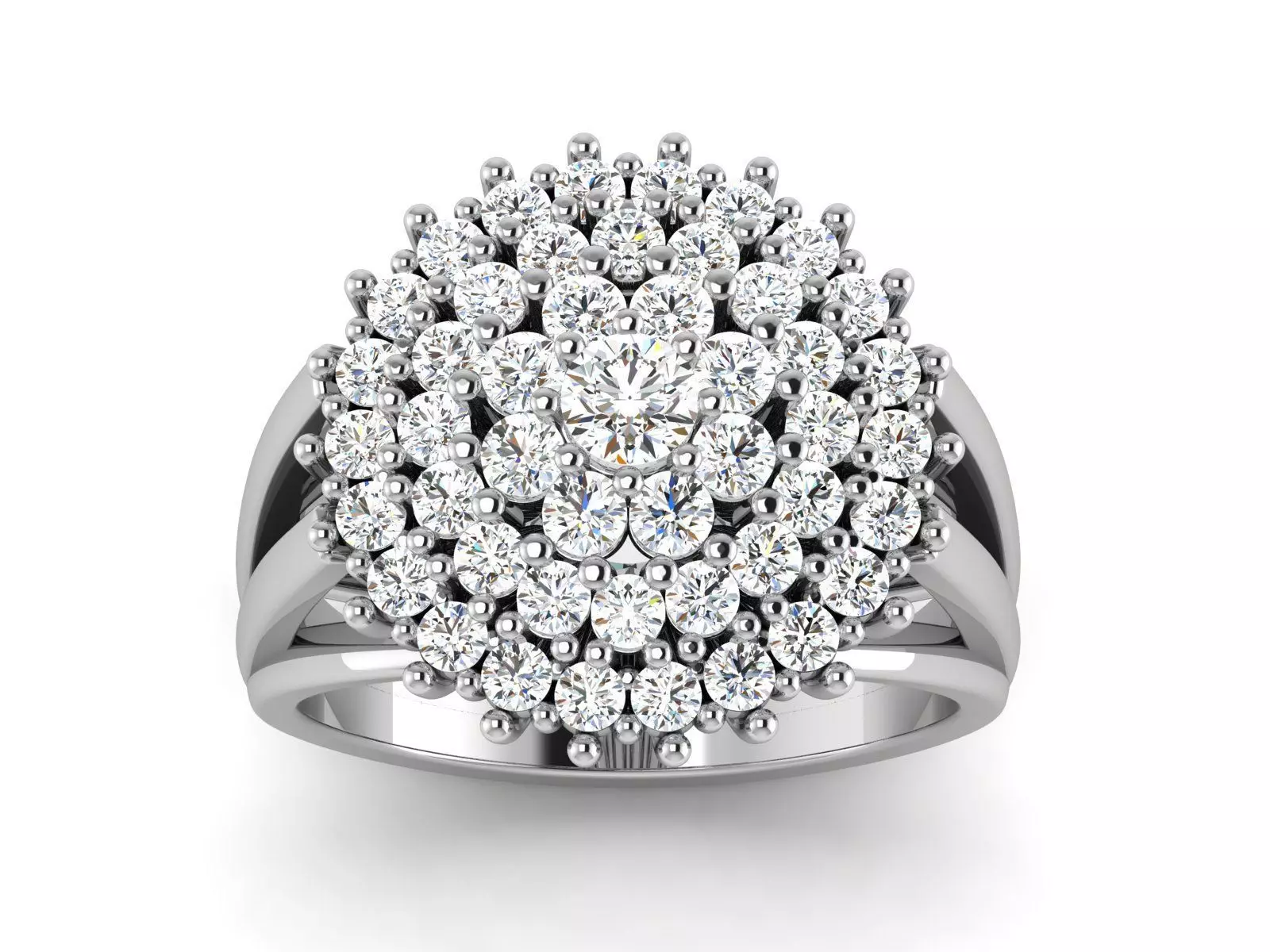 Solitaire Wedding Engagement Ring Double Halo Flower Ring 3D print model_0