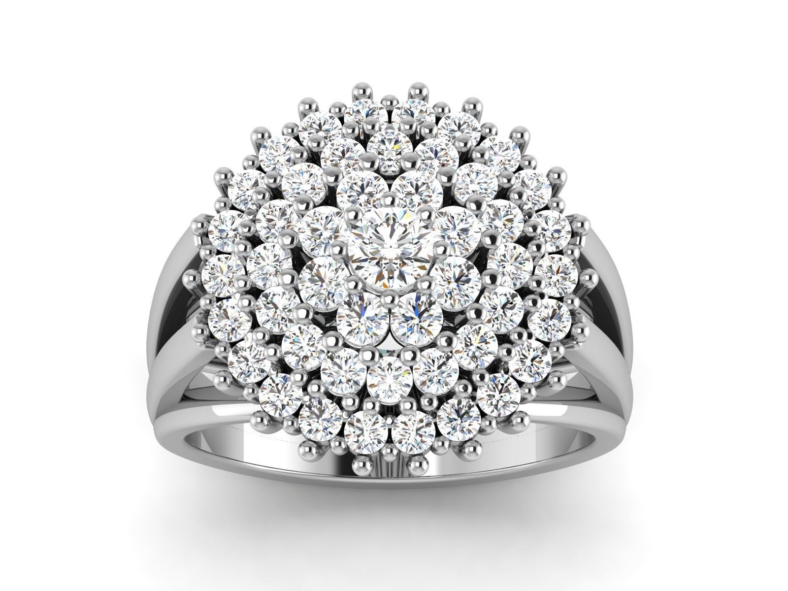 Solitaire Wedding Engagement Ring Double Halo Flower Ring 3D print model_1