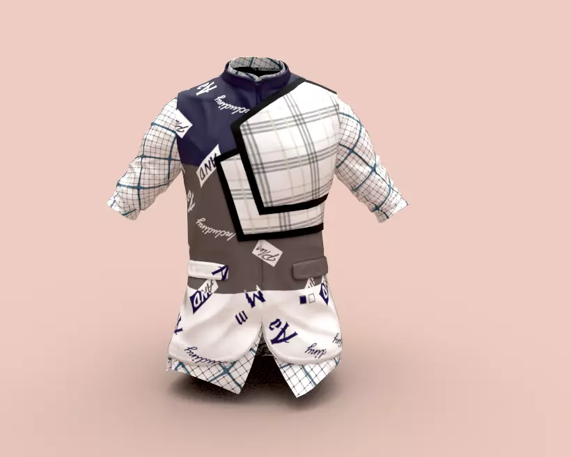 Waistcoat shirt with pattern Low-poly 3D model