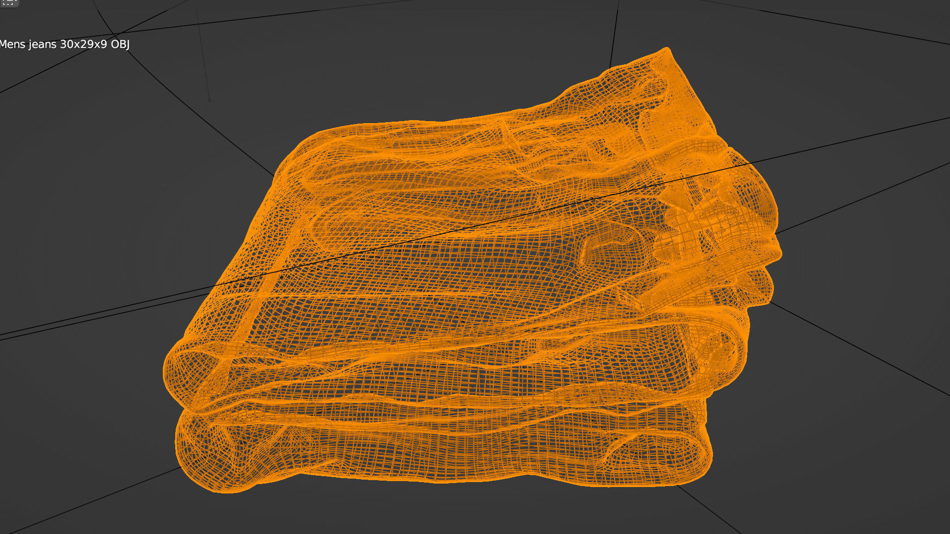 Pile or stock of folded blue jeans pants for wardrobe 3D model_5