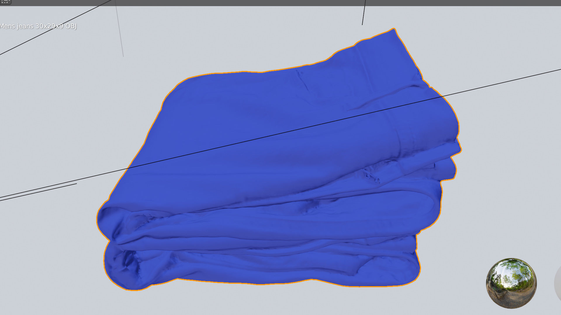 Pile or stock of folded blue jeans pants for wardrobe 3D model_6