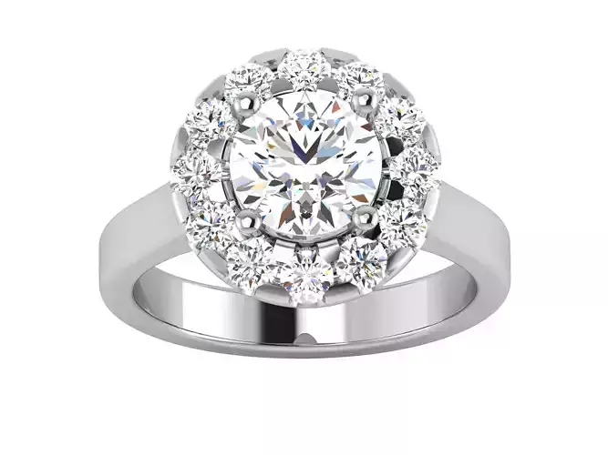 Solitaire Wedding Engagement Halo Ring 3dm STl OBJ FBX Details