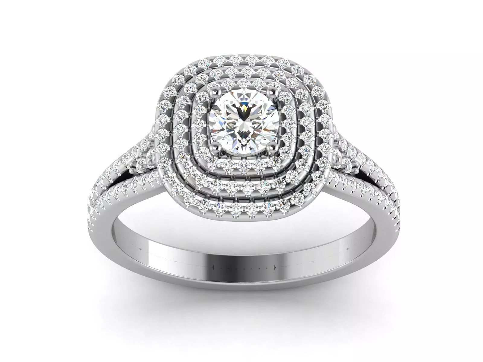 Solitaire Wedding Engagement Double Halo Ring 3D print model_0