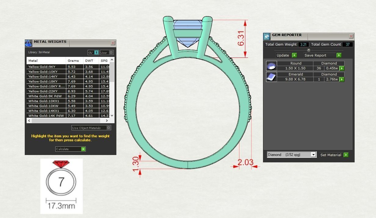 SPLIT SHANK EMERALD CUT DIAMOND RING 3D print model_18