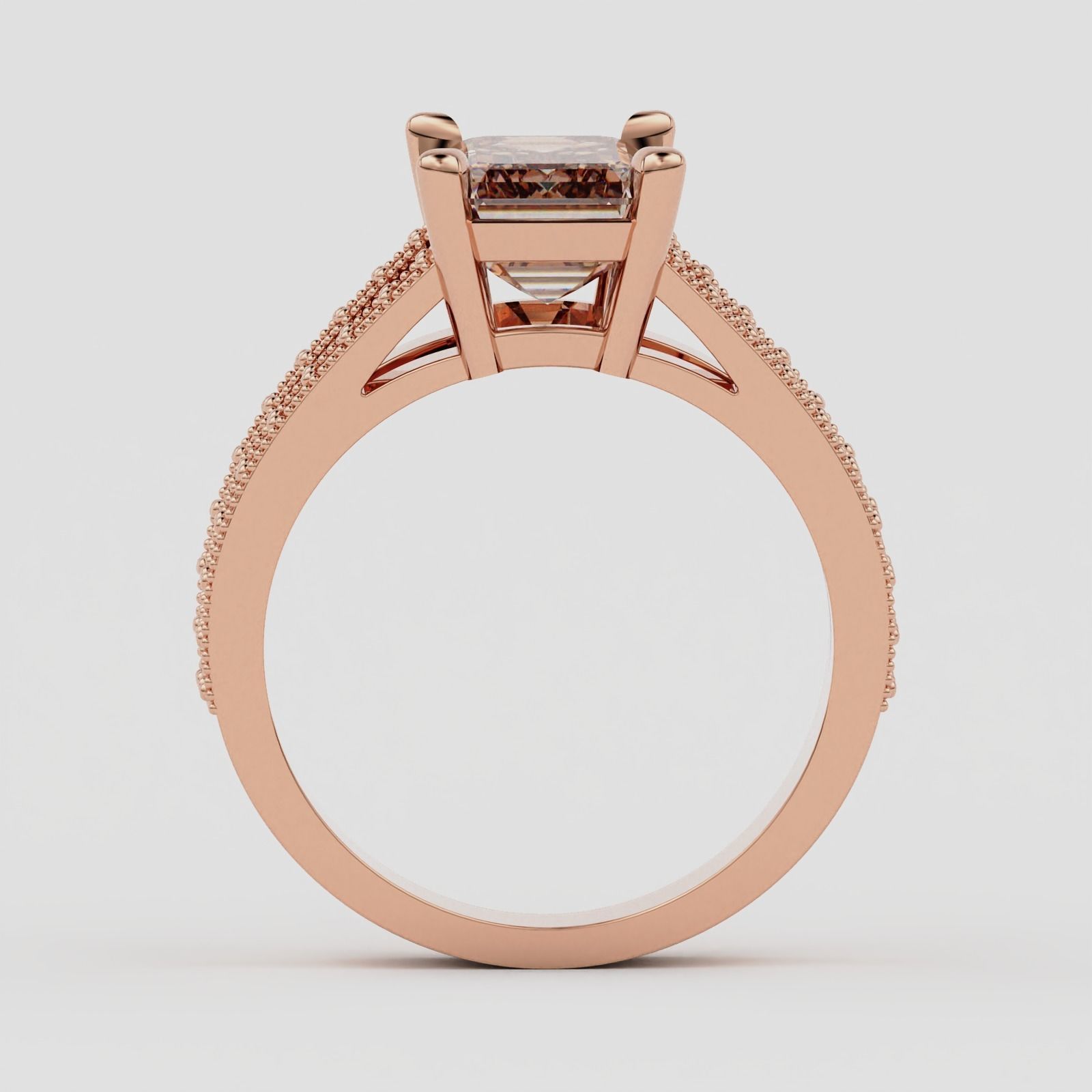 SPLIT SHANK EMERALD CUT DIAMOND RING 3D print model_10