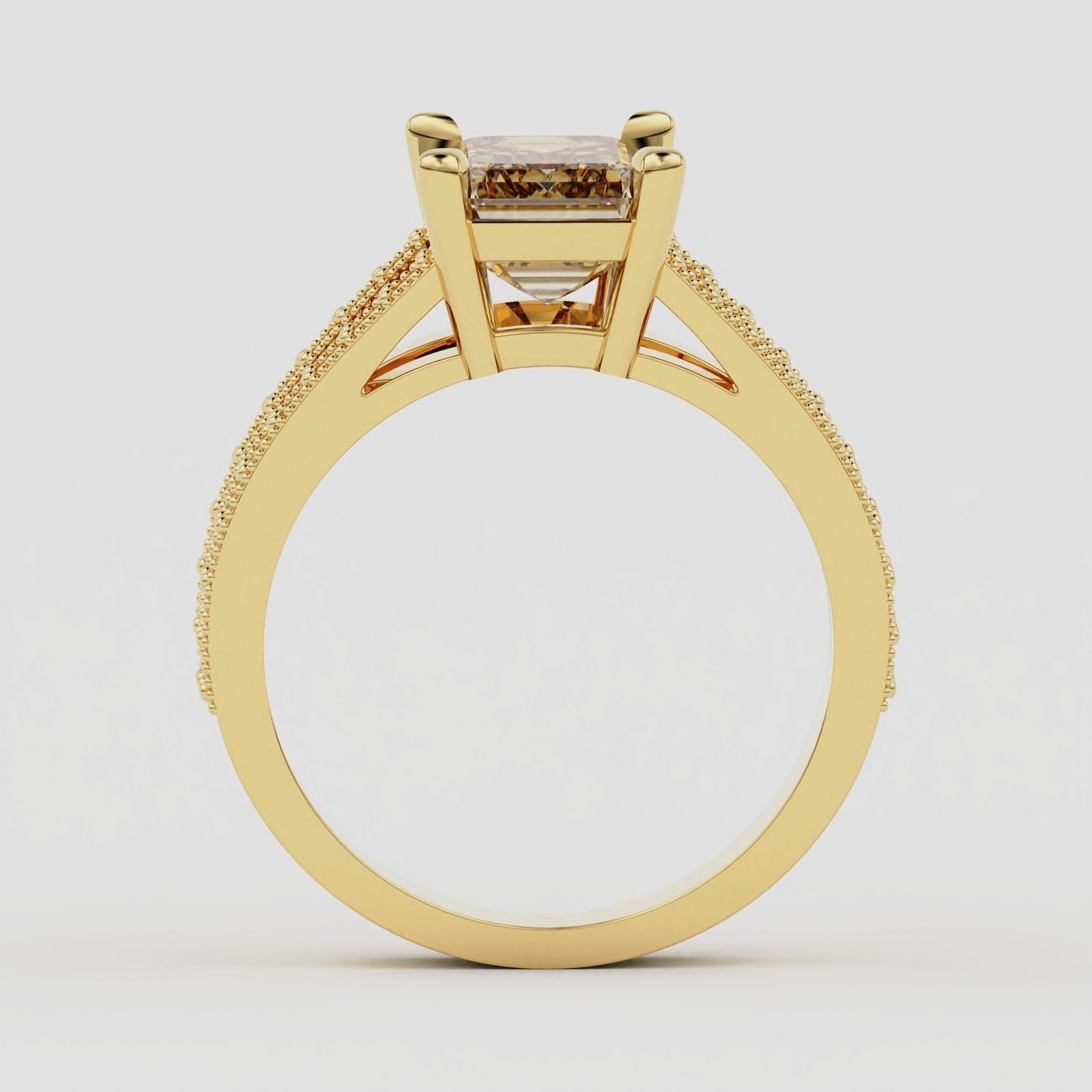 SPLIT SHANK EMERALD CUT DIAMOND RING 3D print model_9