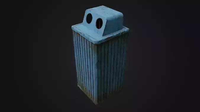 Dirty Wooden Trash Can 02