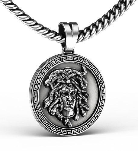 Medusa Medallion  Bas-relief Coin Pendant  3D print model
