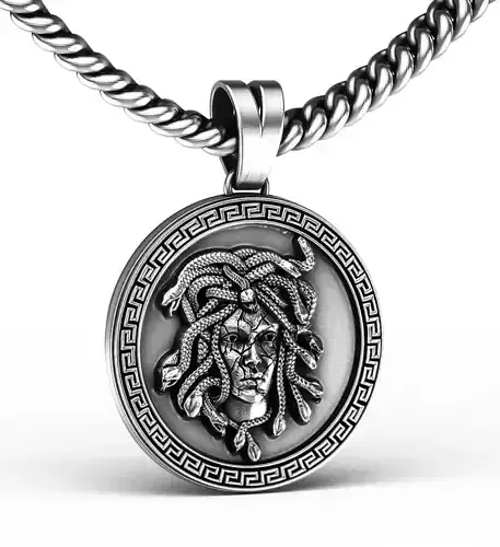 Medusa Medallion  Bas-relief Coin Pendant 