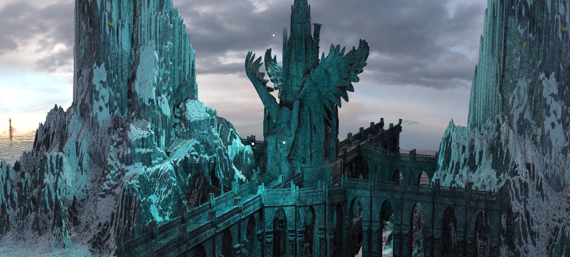 White Witches Castle Kit bash 3D model_1