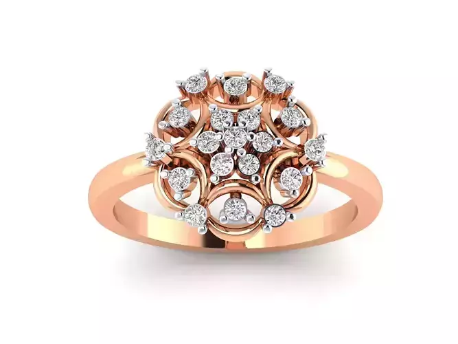 Solitaire Wedding Engagement Ring Cluster Flower Ring 3D Print