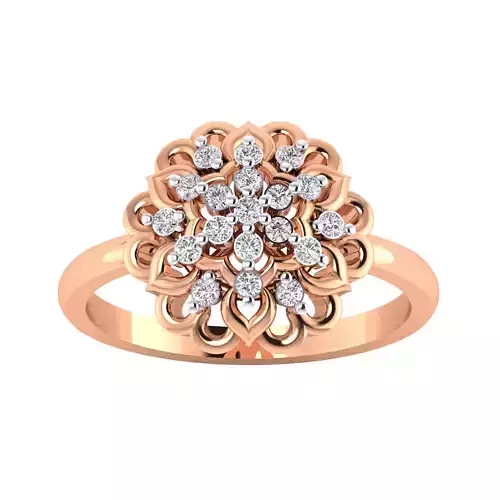 Solitaire Wedding Engagement Ring Cluster Flower Ring 3DM STL