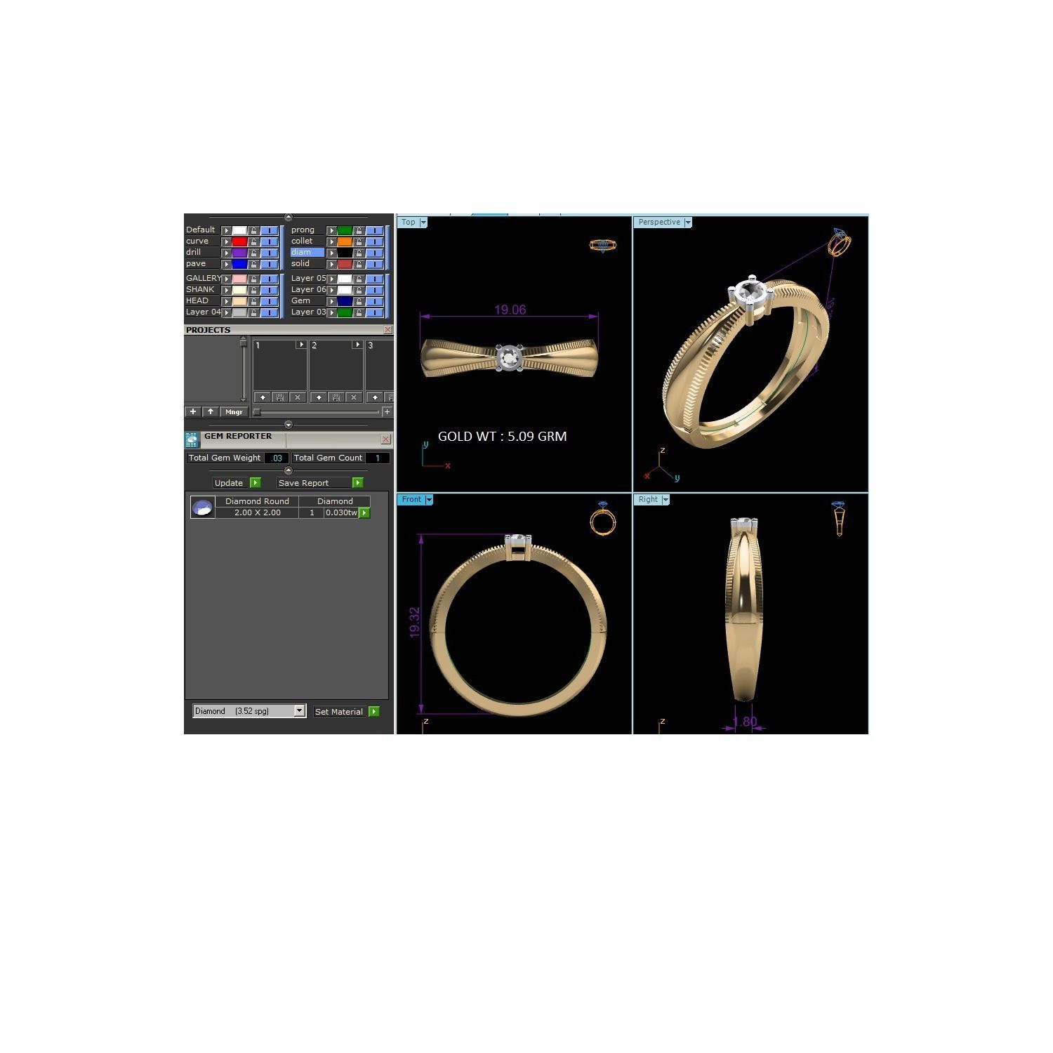 Solitaire Engagement Ring 3DM STL OBJ FBX Render Details 3D print model_18