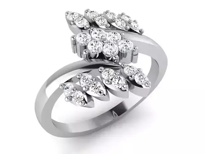 Solitaire Wedding Engagement Flower Ring 3DM STL OBJ FBX Render