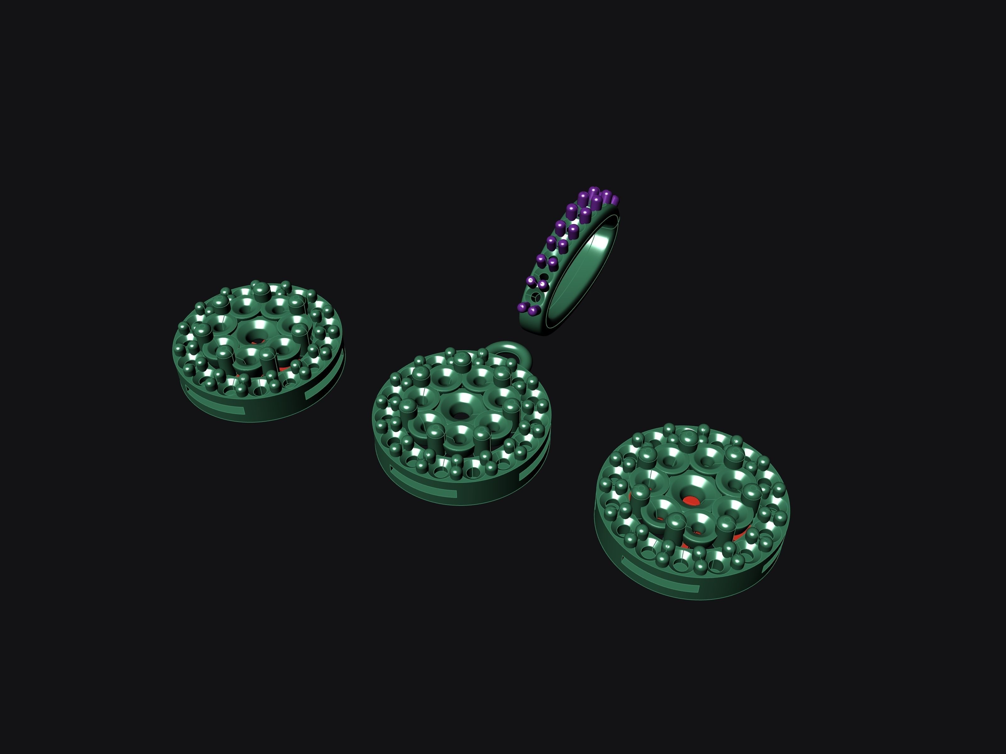 earrings and pendant 3D print model_4