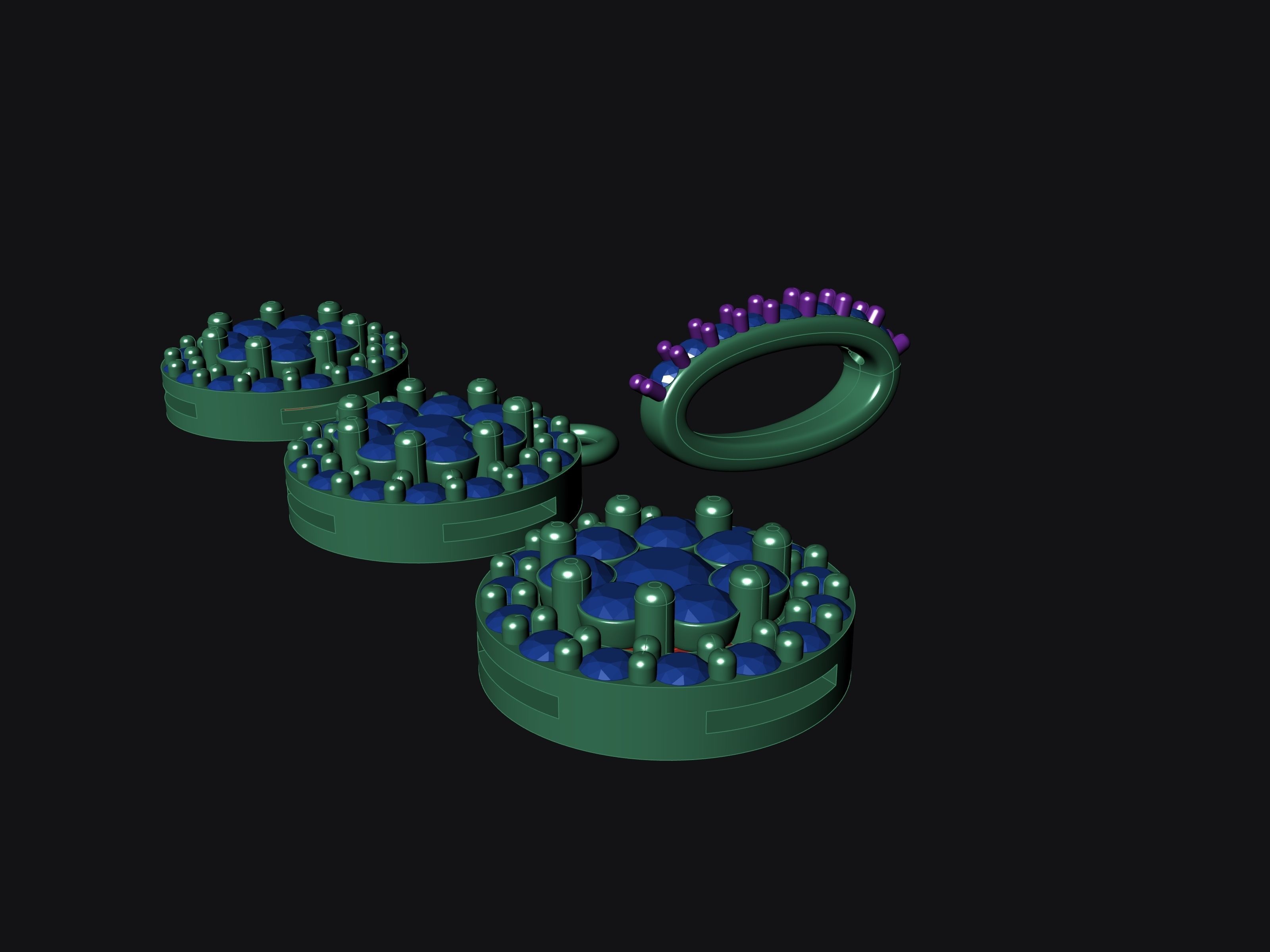 earrings and pendant 3D print model_1