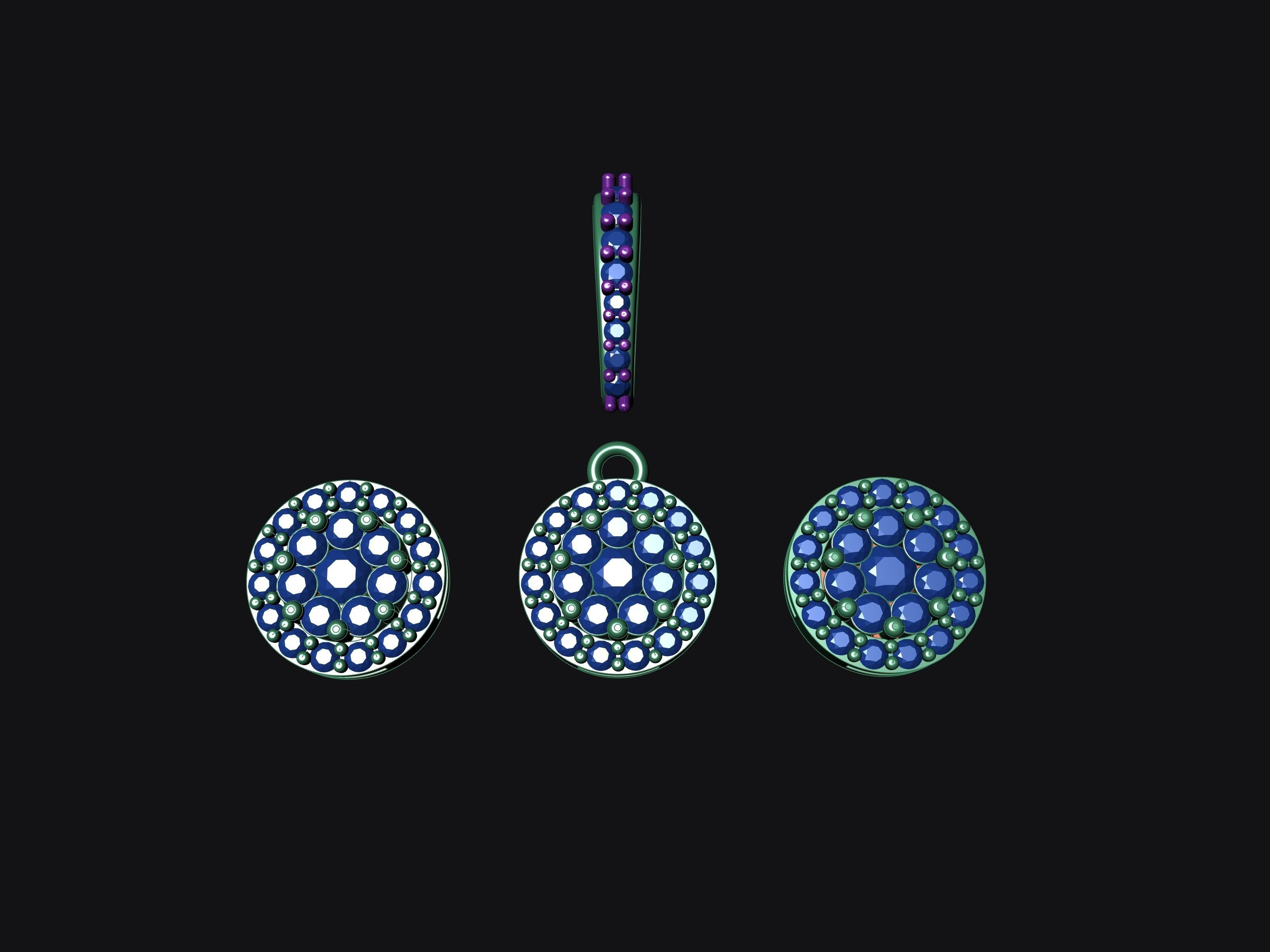 earrings and pendant 3D print model_2