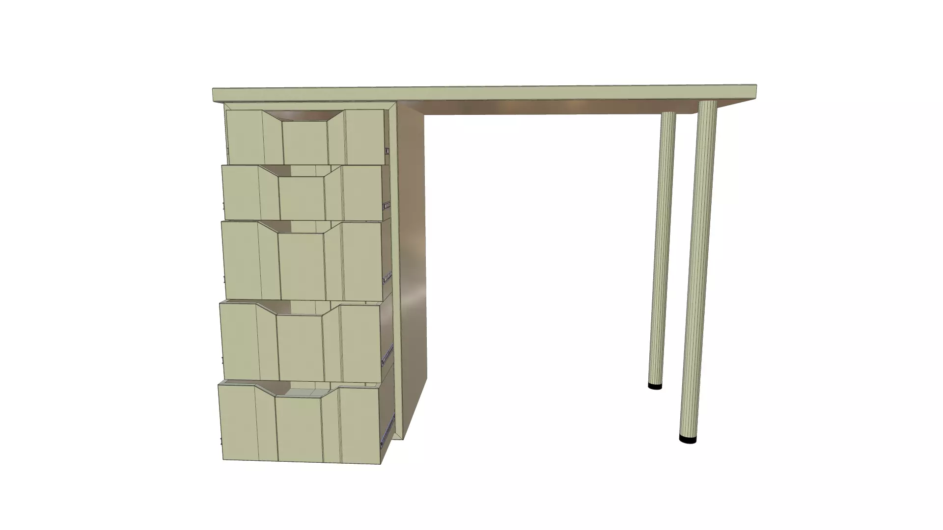 Computer Table Drawer Open Low-poly 3D model