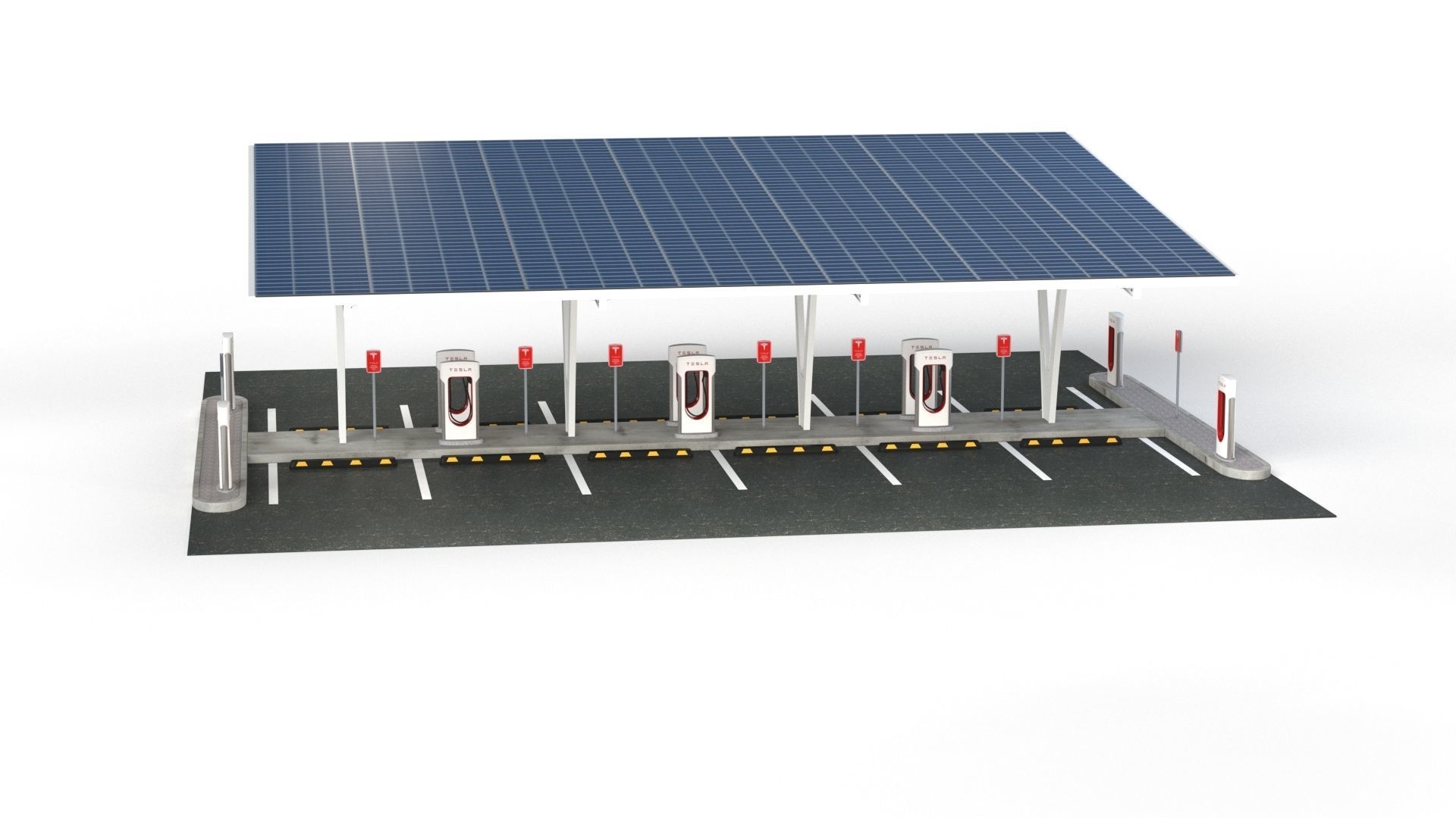 Electric Vehicle Charging Point with EV Station 01 3D model_21