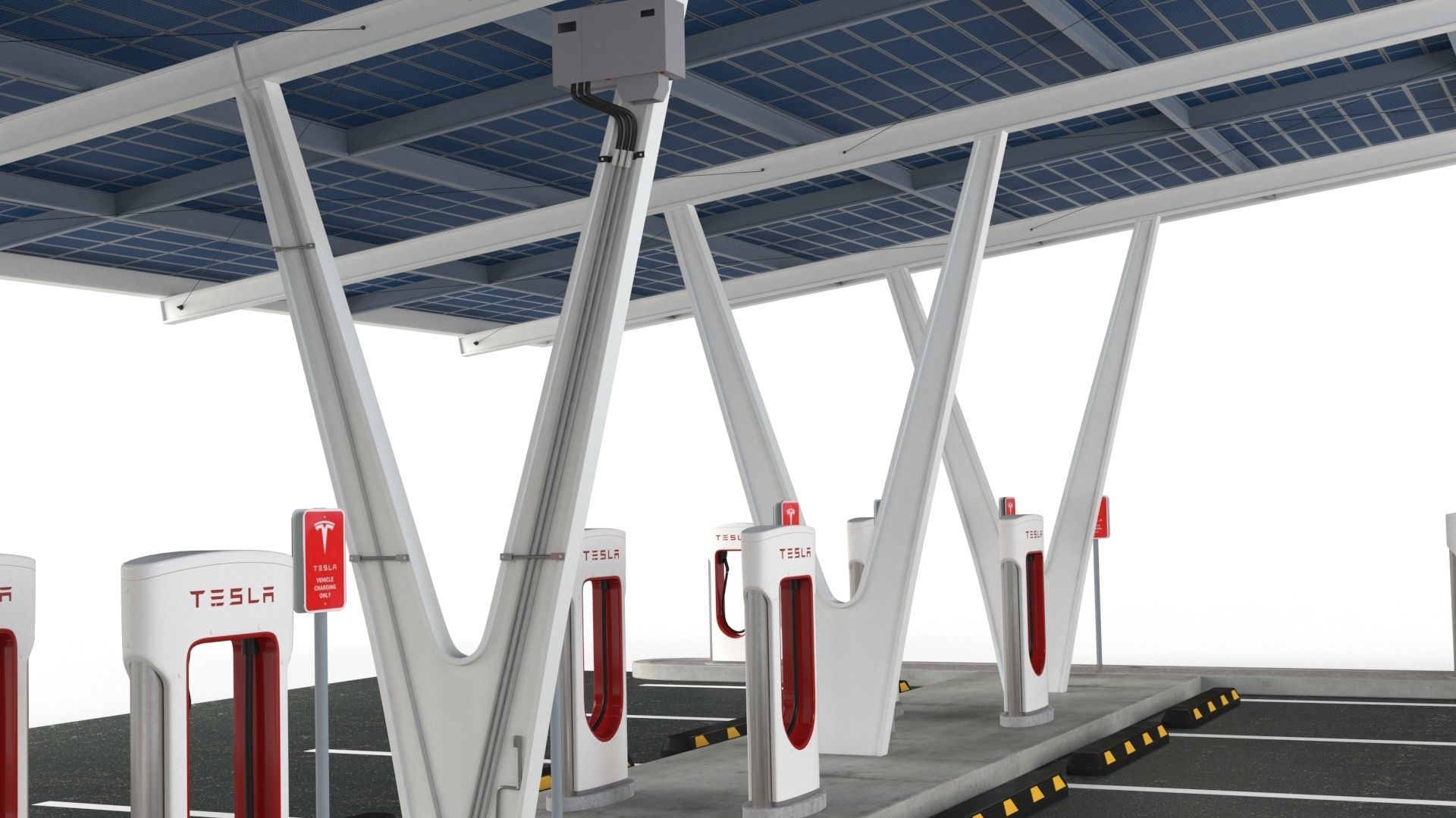 Electric Vehicle Charging Point with EV Station 01 3D model_1