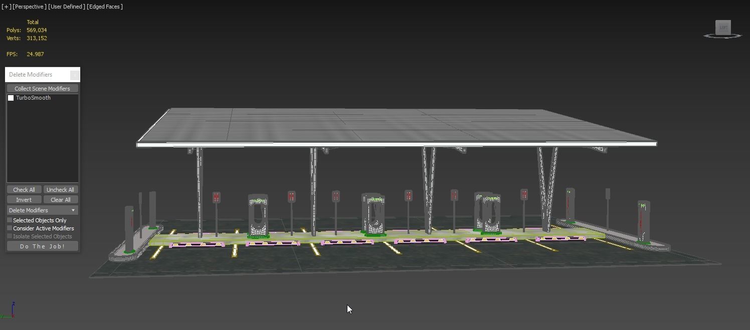 Electric Vehicle Charging Point with EV Station 01 3D model_4