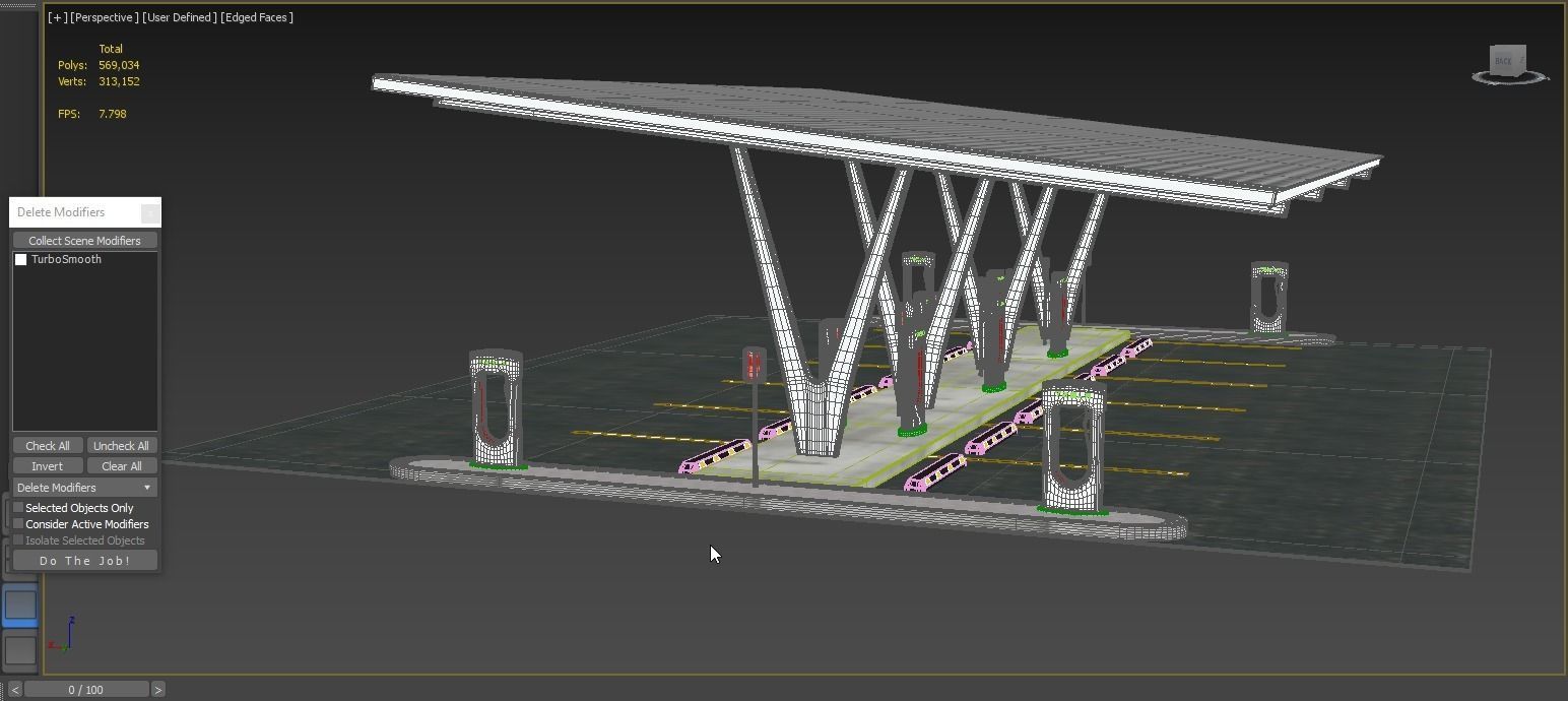 Electric Vehicle Charging Point with EV Station 01 3D model_7