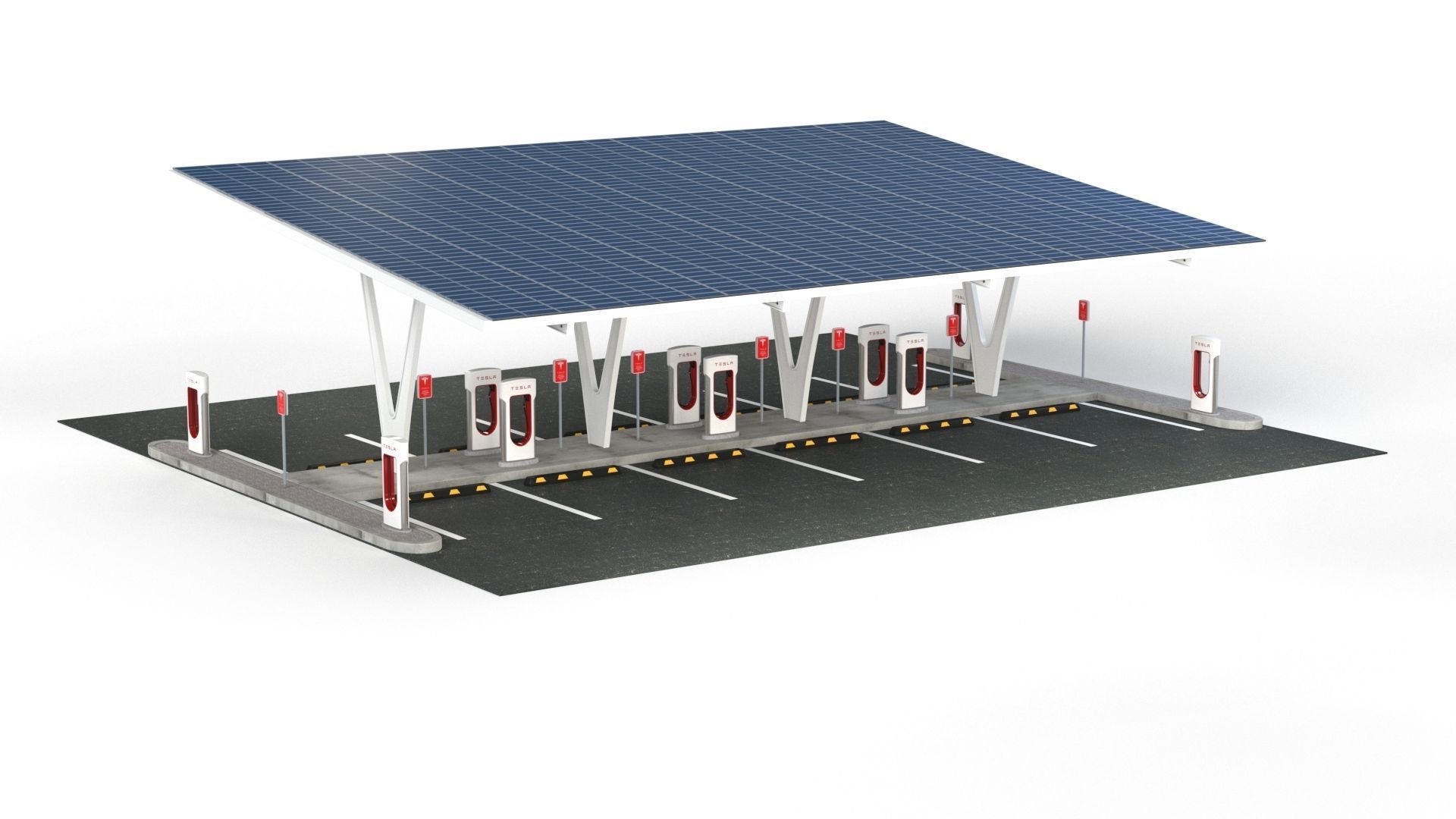 Electric Vehicle Charging Point with EV Station 01 3D model_22