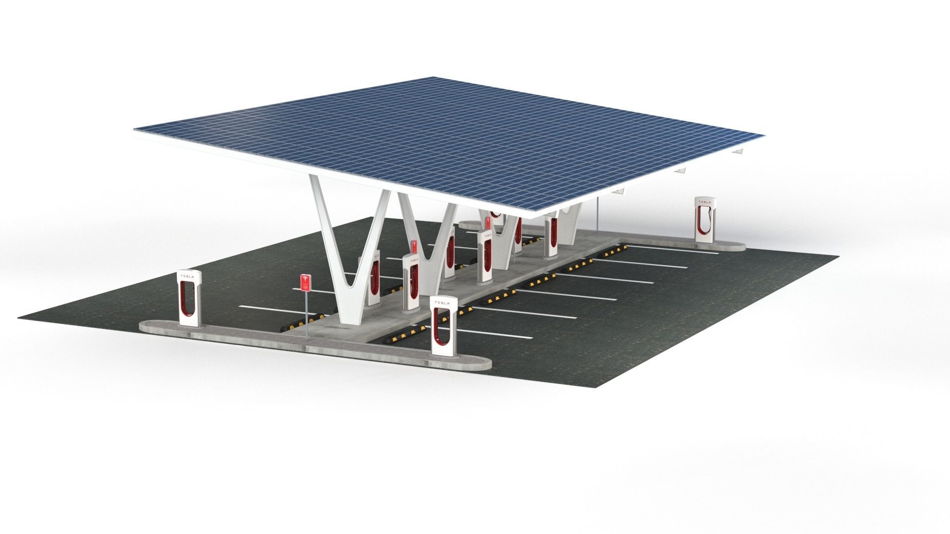 Electric Vehicle Charging Point with EV Station 01 3D model_23
