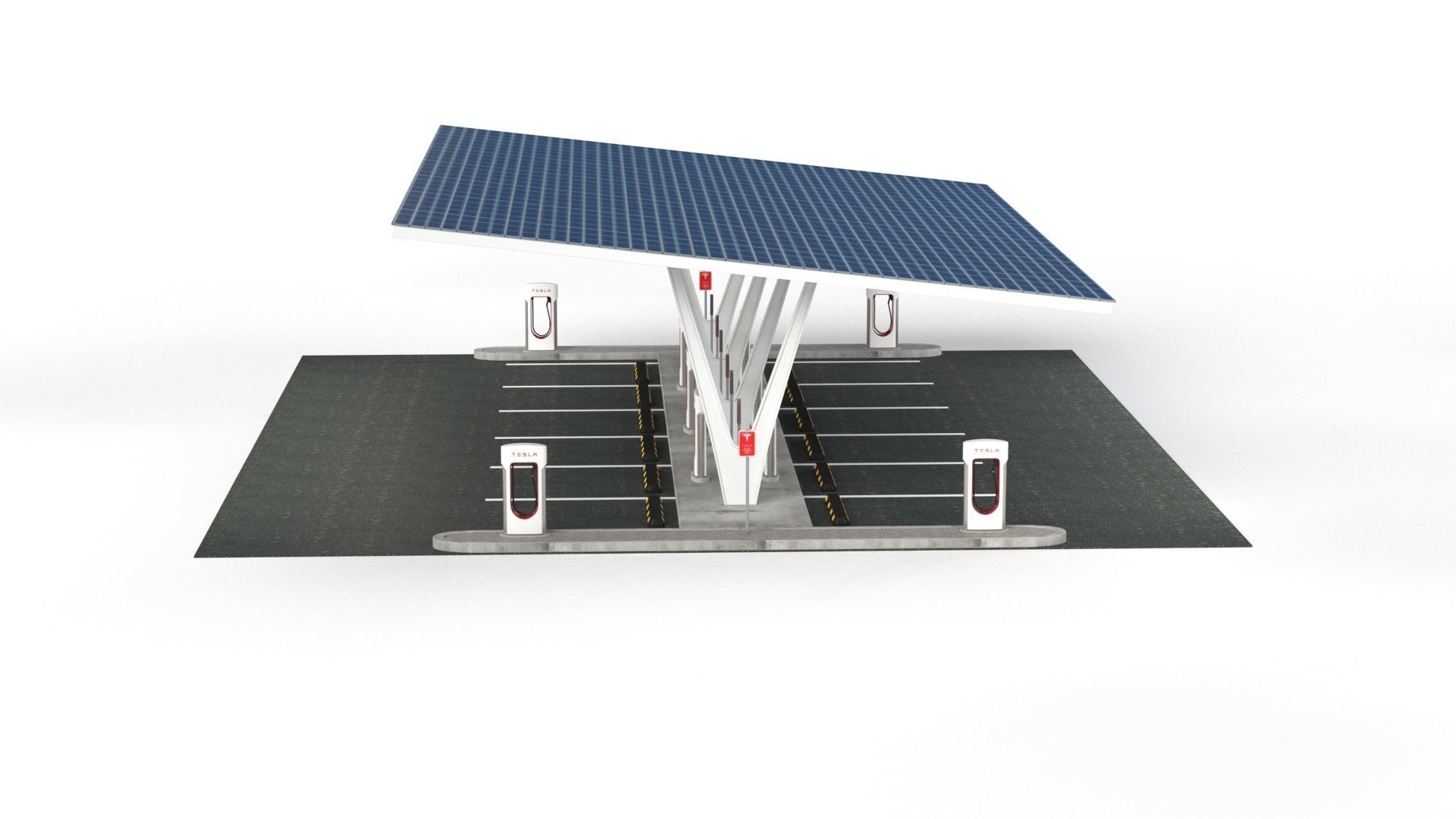 Electric Vehicle Charging Point with EV Station 01 3D model_24