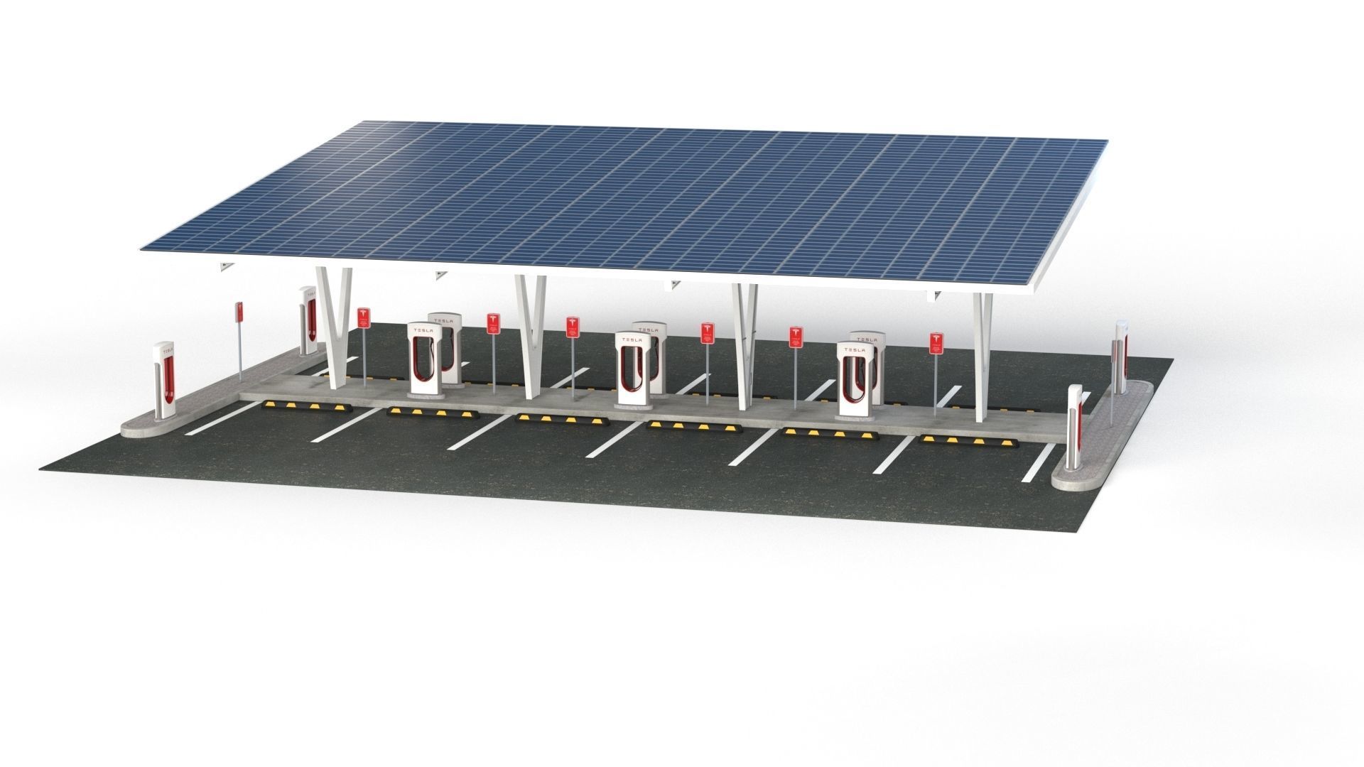 Electric Vehicle Charging Point with EV Station 01 3D model_20