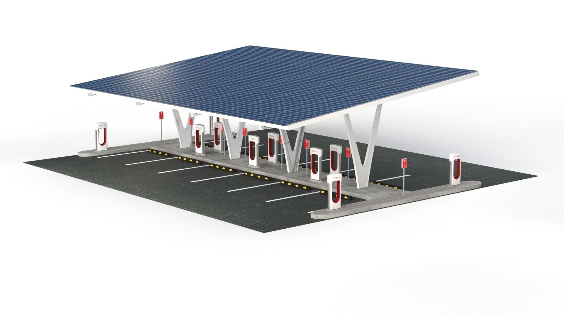 Electric Vehicle Charging Point with EV Station 01 3D model_18