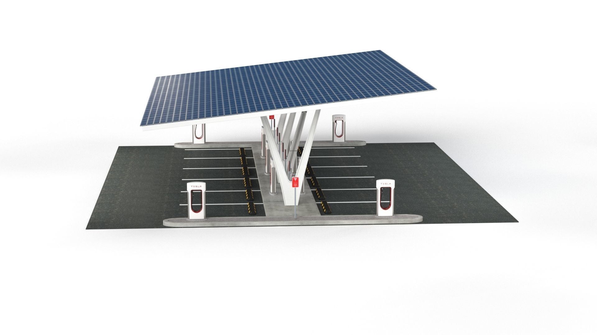 Electric Vehicle Charging Point with EV Station 01 3D model_32