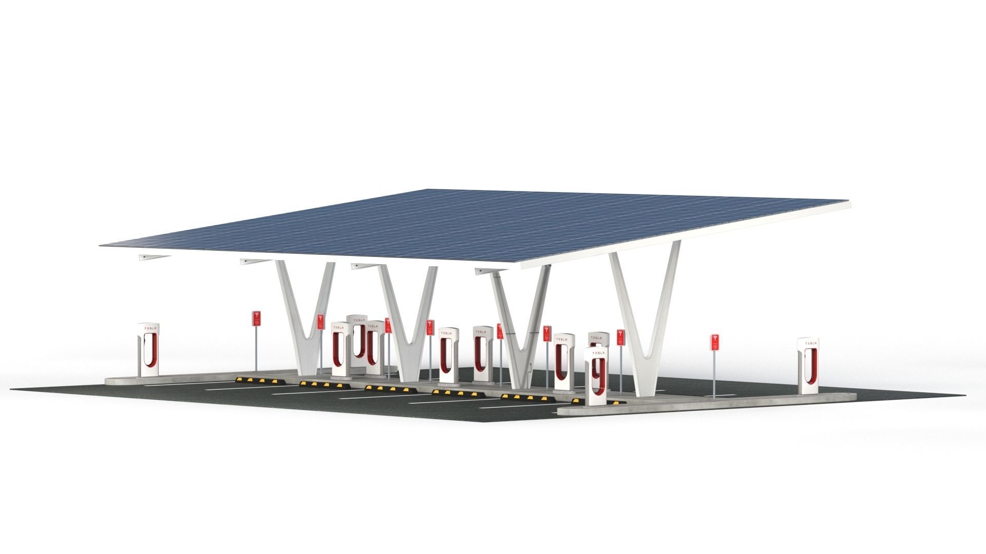Electric Vehicle Charging Point with EV Station 01 3D model_14