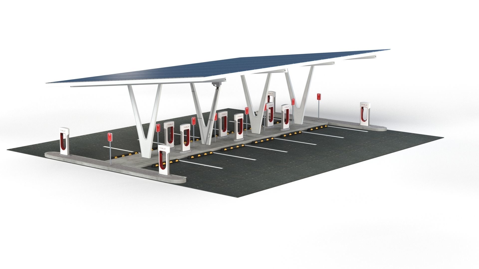Electric Vehicle Charging Point with EV Station 01 3D model_29