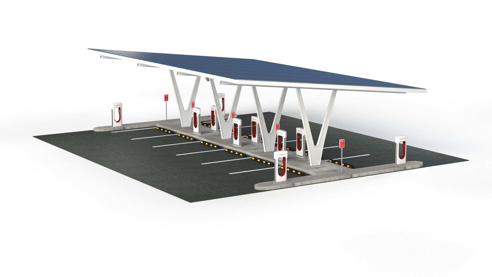 Electric Vehicle Charging Point with EV Station 01 3D model_25