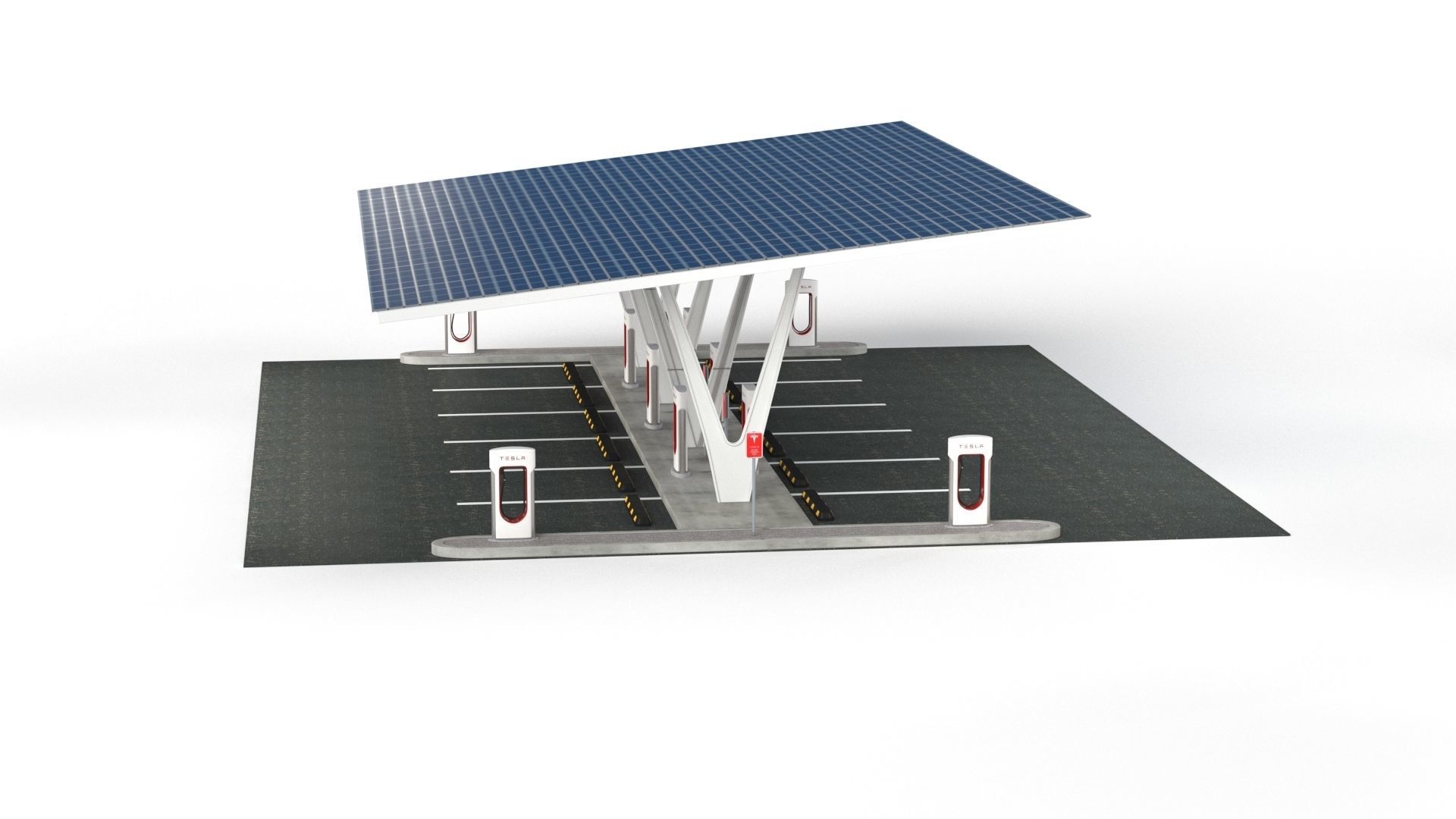 Electric Vehicle Charging Point with EV Station 01 3D model_33