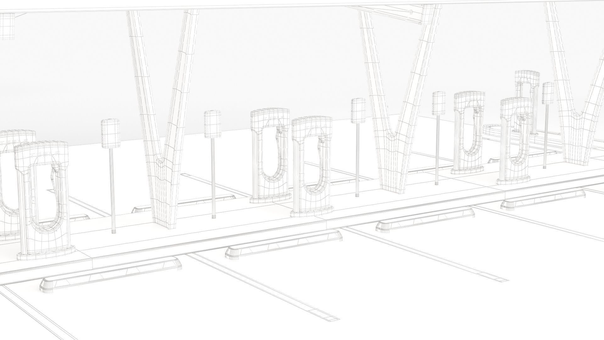 Electric Vehicle Charging Point with EV Station 01 3D model_11