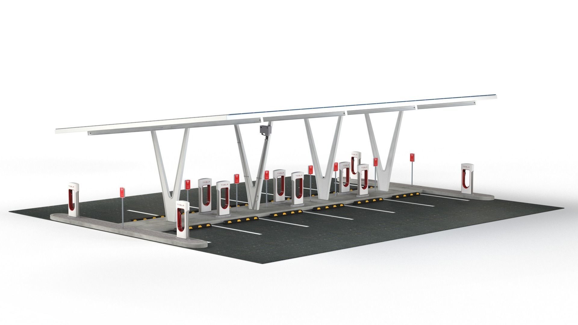 Electric Vehicle Charging Point with EV Station 01 3D model_8