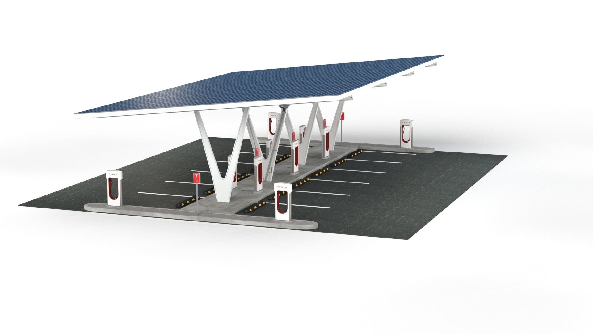 Electric Vehicle Charging Point with EV Station 01 3D model_30