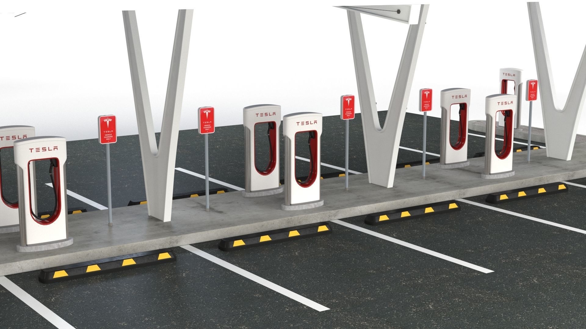 Electric Vehicle Charging Point with EV Station 01 3D model_10