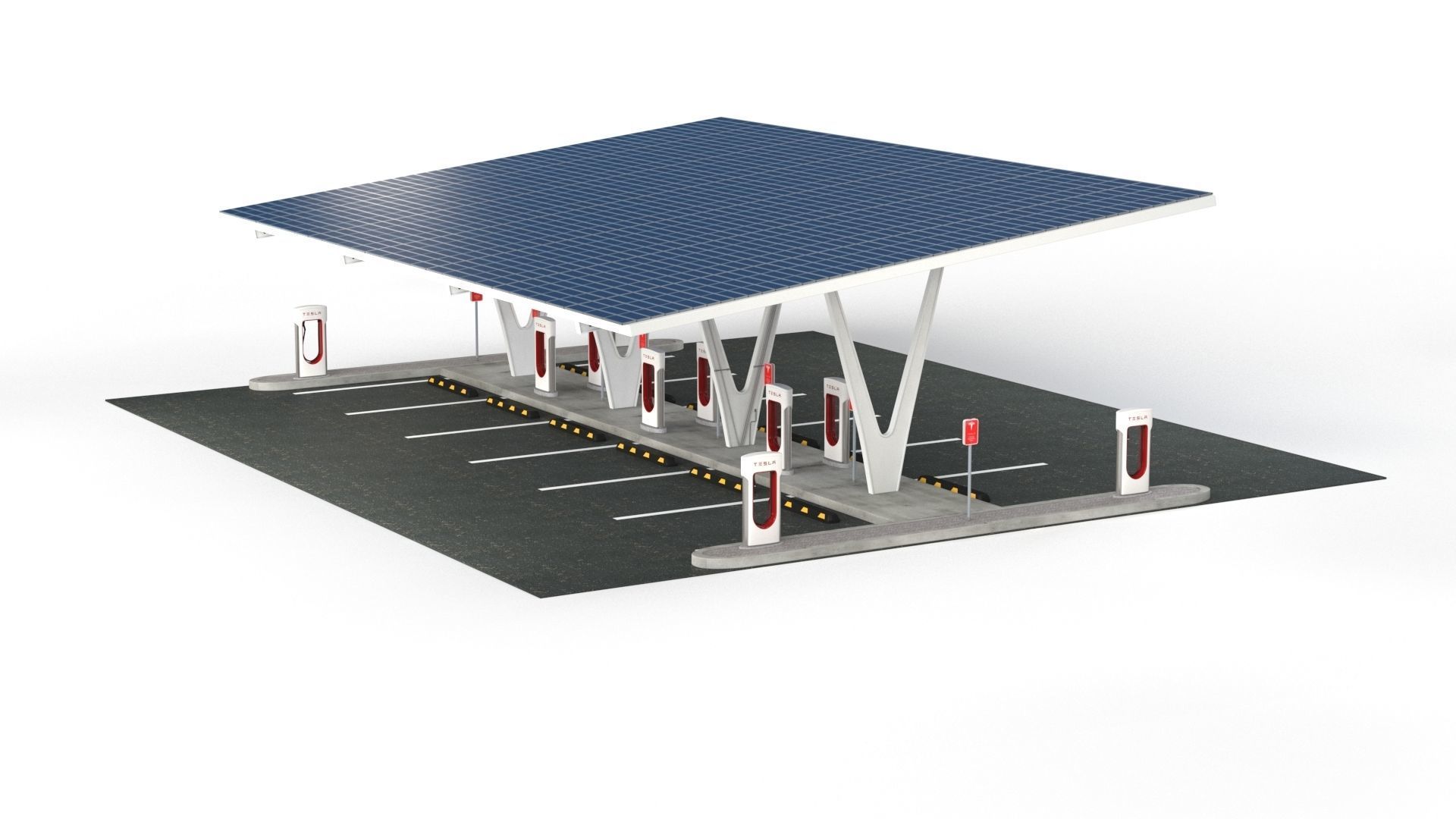 Electric Vehicle Charging Point with EV Station 01 3D model_17