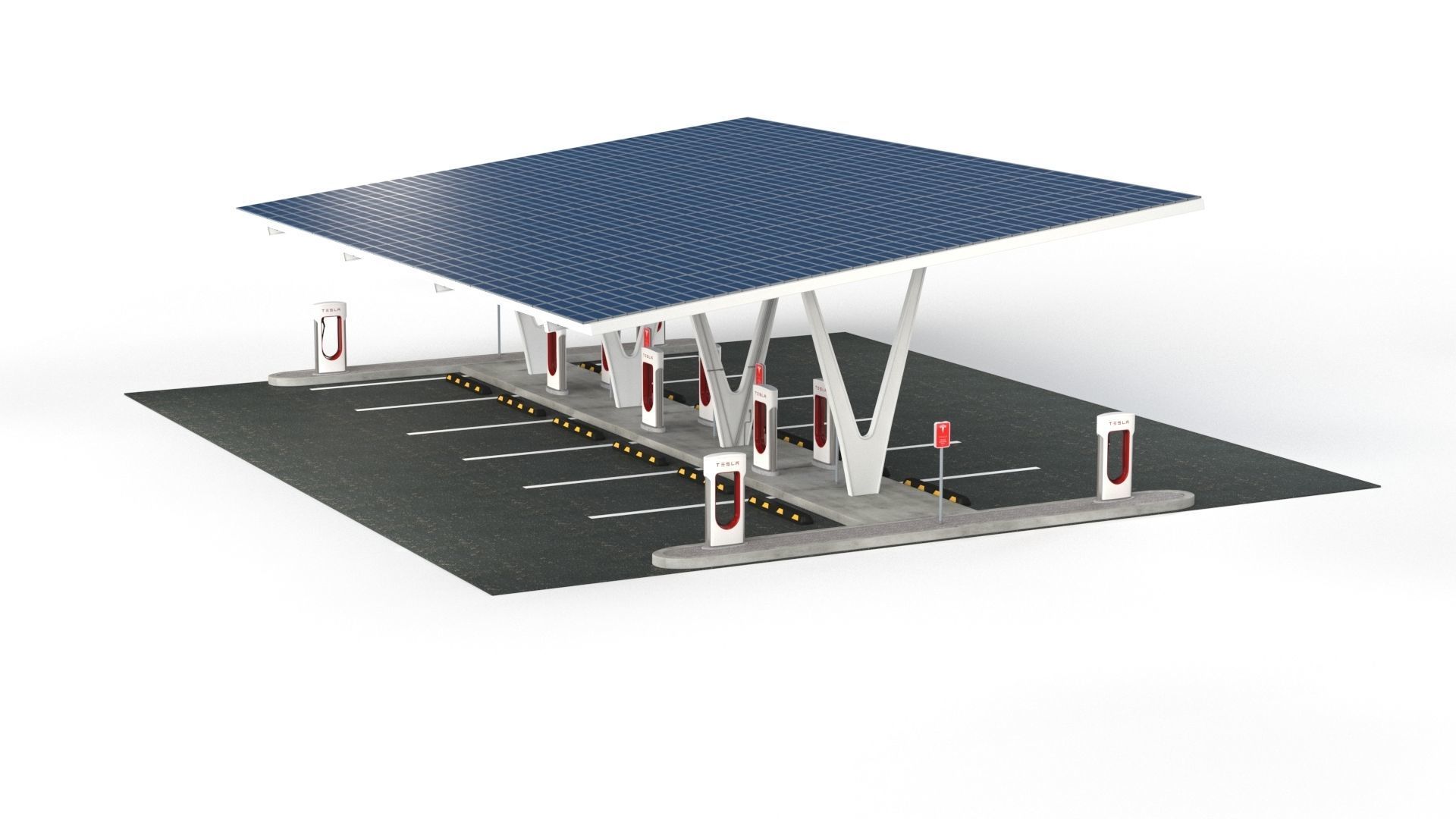 Electric Vehicle Charging Point with EV Station 01 3D model_16