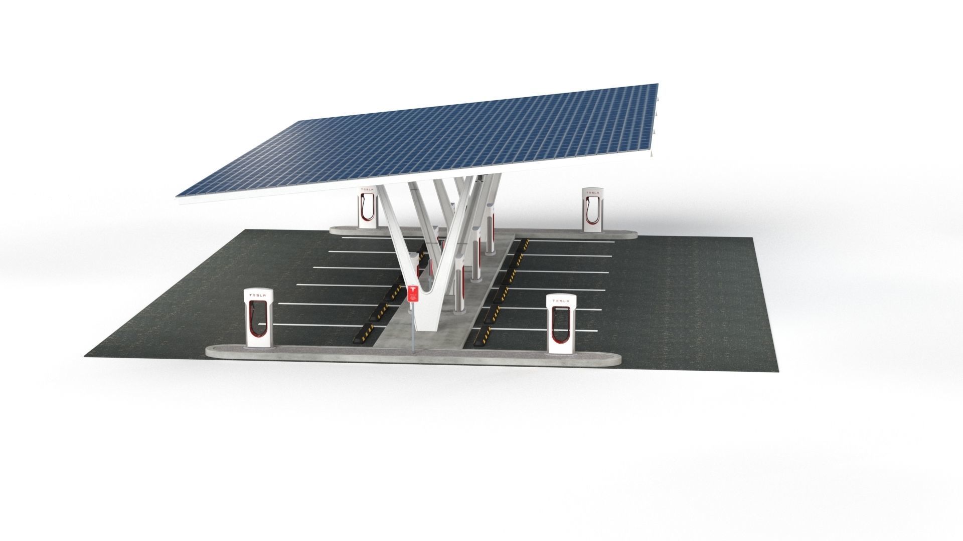 Electric Vehicle Charging Point with EV Station 01 3D model_31