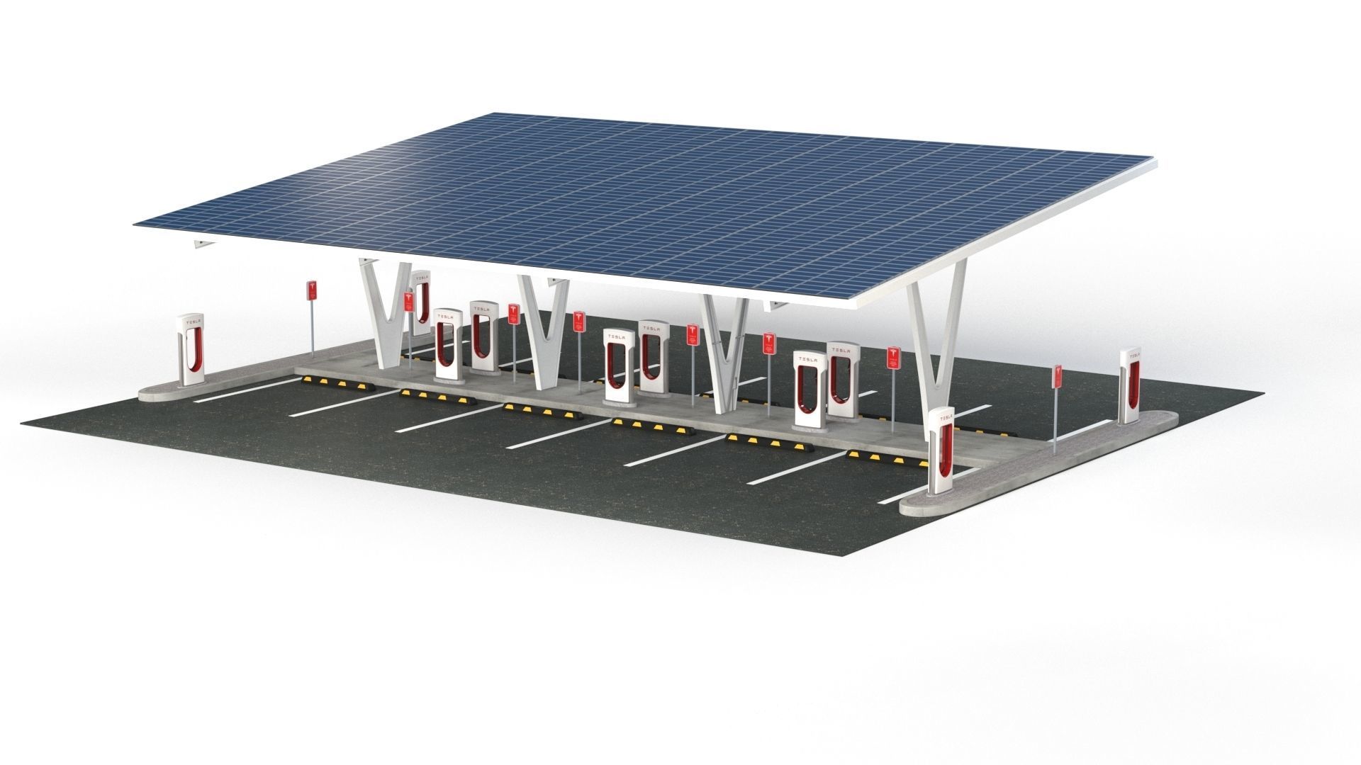Electric Vehicle Charging Point with EV Station 01 3D model_19