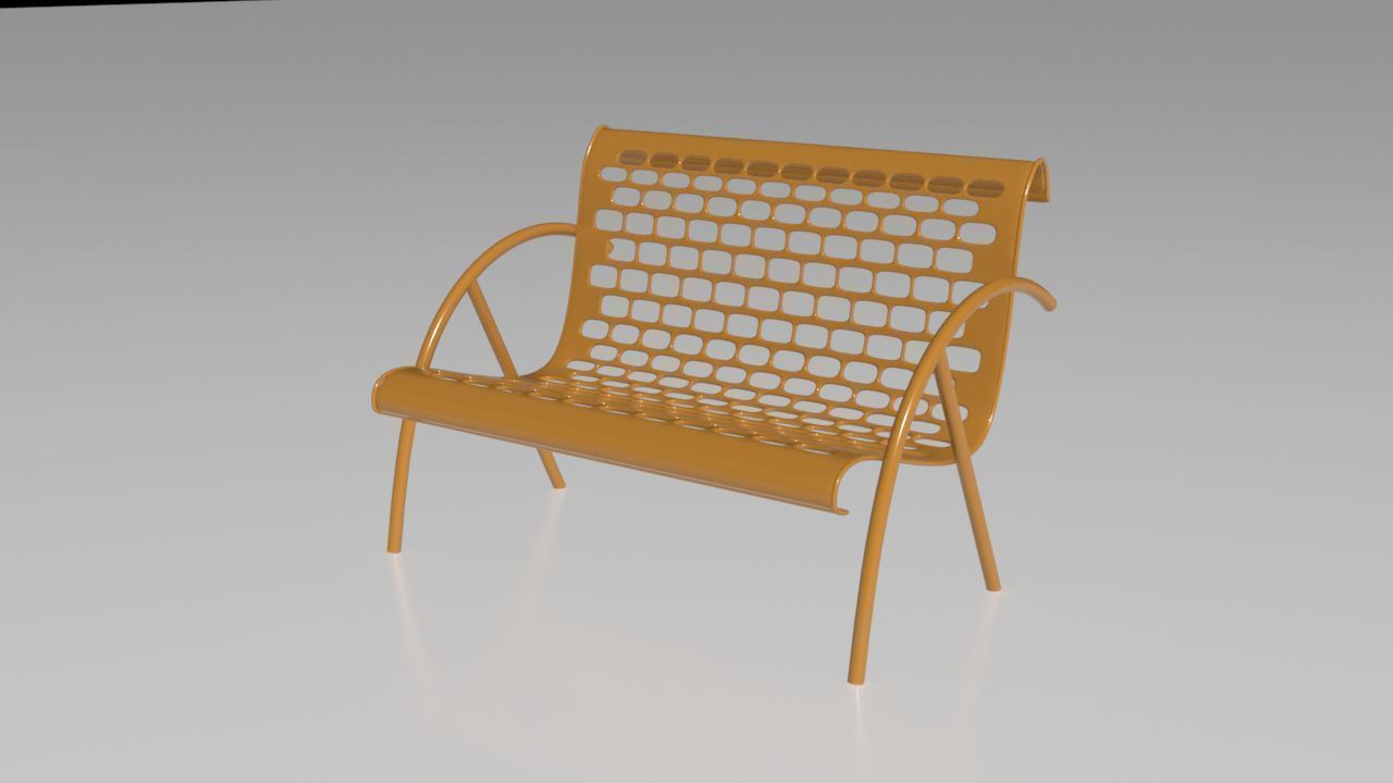 Public Chair Low-poly 3D model_3